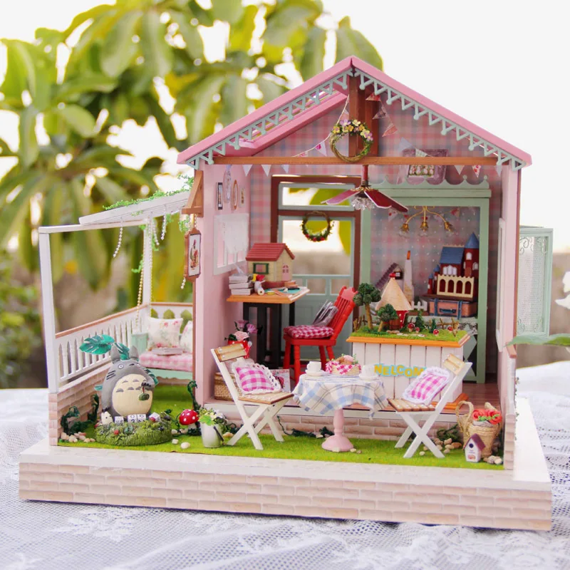 Home Decoration Crafts DIY Doll House Wooden Houses Miniature dollhouse Furniture Kit Room LED Lights Gift | Игрушки и хобби