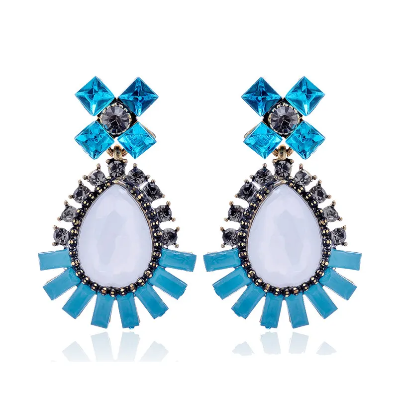 Water Drop Opal Stone Stud Earrings Women Elegant Crystal Trendy Anti Golden Christmas Jewelry 5 Colors | Украшения и аксессуары