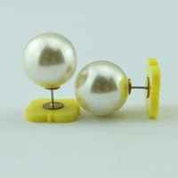 monogram blank clover acrylic pearl double sided earrings for women square acrylic resin stud earrings for woman jewelry