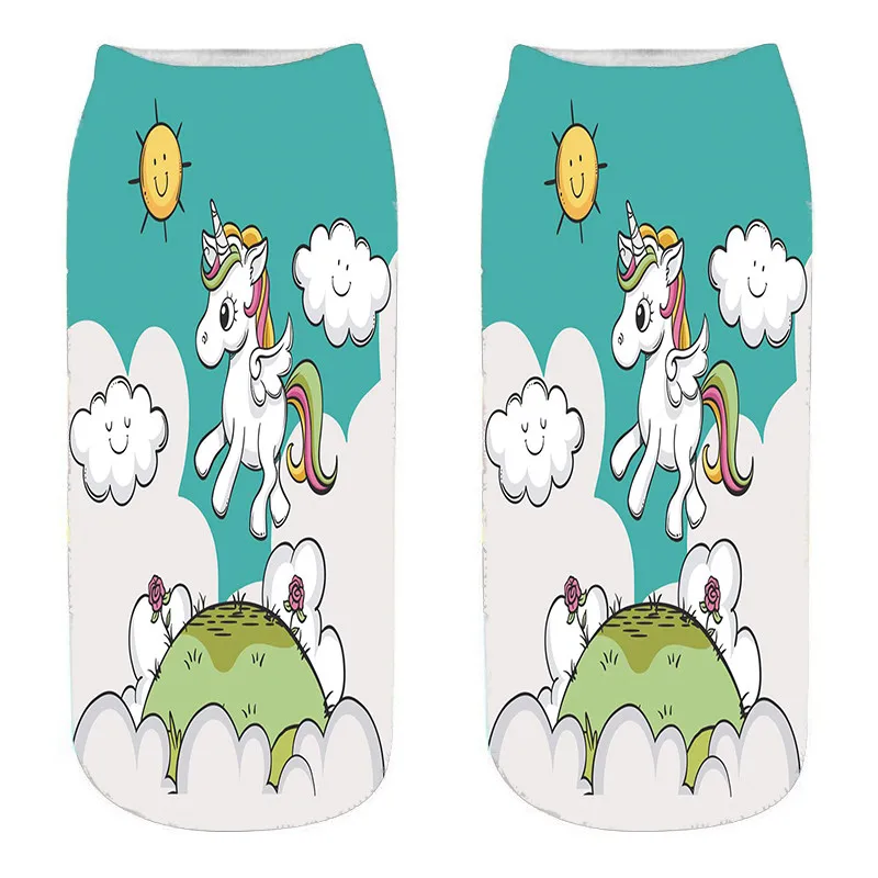 25 RUBU Harajuku 3D принт носки с единорогами женские короткие носки смешной хлопок Femme kawaii Meias женские короткие носки 7VB172 - Цвет: 25