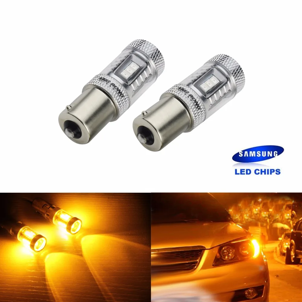 Angrong 2x Янтарный 1156 BA15s P21W 382 Автомобильный светодиодный светильник 15 SMD 2835 SAMSUNG светодиодный сигнальная Поворотная лампа обратный светильник LED DRL лампы