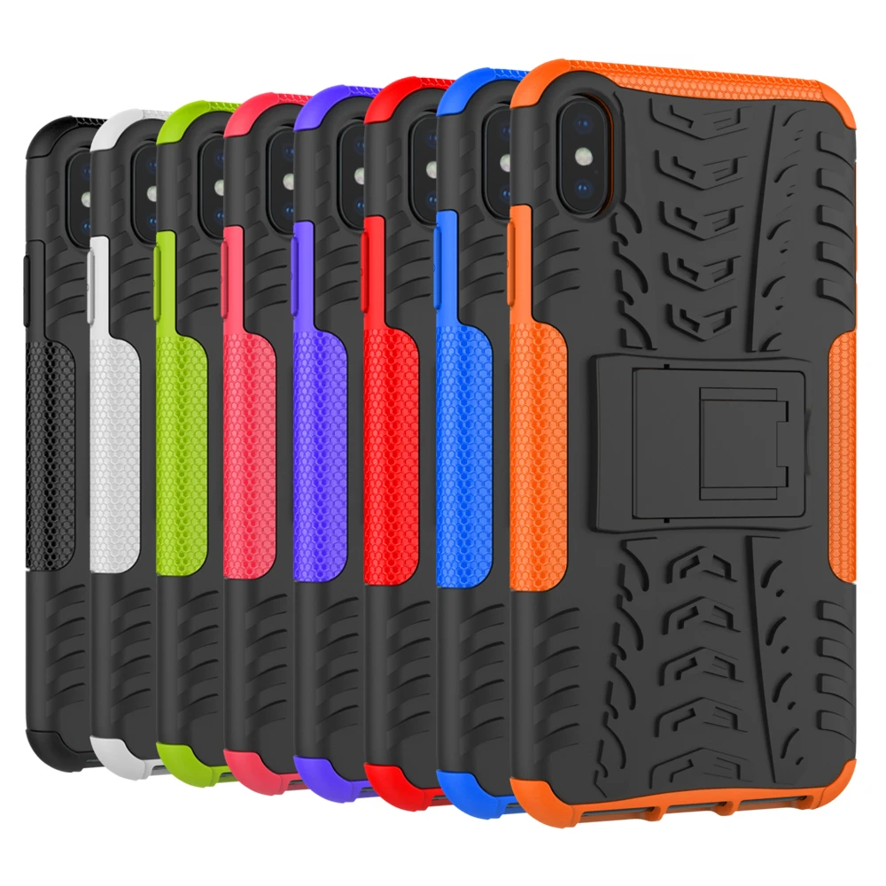 

For iPhone Xs Max XR Xs X Cover Case Armor Silicone Rugged Hard Plastic Case For iPhone 5 5s SE 6 6s 7 8 Plus With Holder