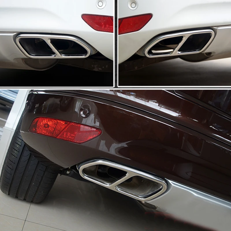 

Car Styling 2PCS Stainless Steel Rear Exhaust Muffler Tail End Pipe Cover Decoration Trim For VOLVO XC60 2015 2016 2017