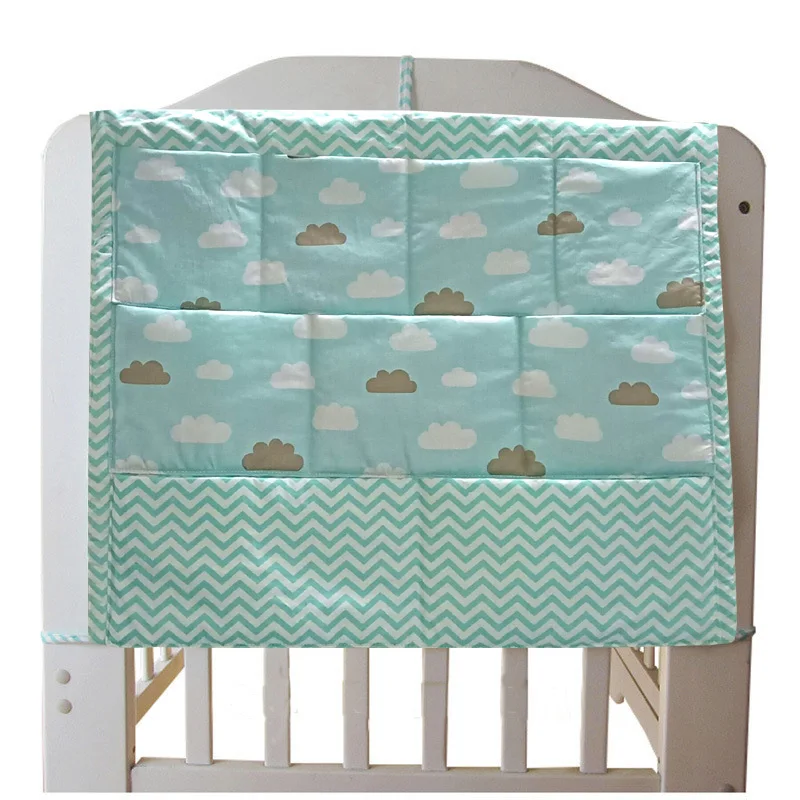 NO10 Grey Cotton Baby Bed Hanging Storage Bag Newborn Crib Diaper Organizer Toy Diaper Pocket for Baby Bedding Set Nursery 50*60CM - Цвет: NO10