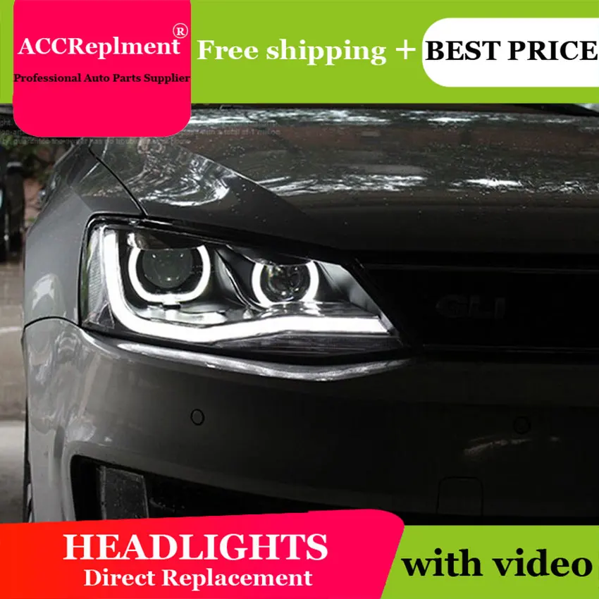 Авто PRO 2011-2014 для vw jetta головной светильник с двойной Ангельские глазки