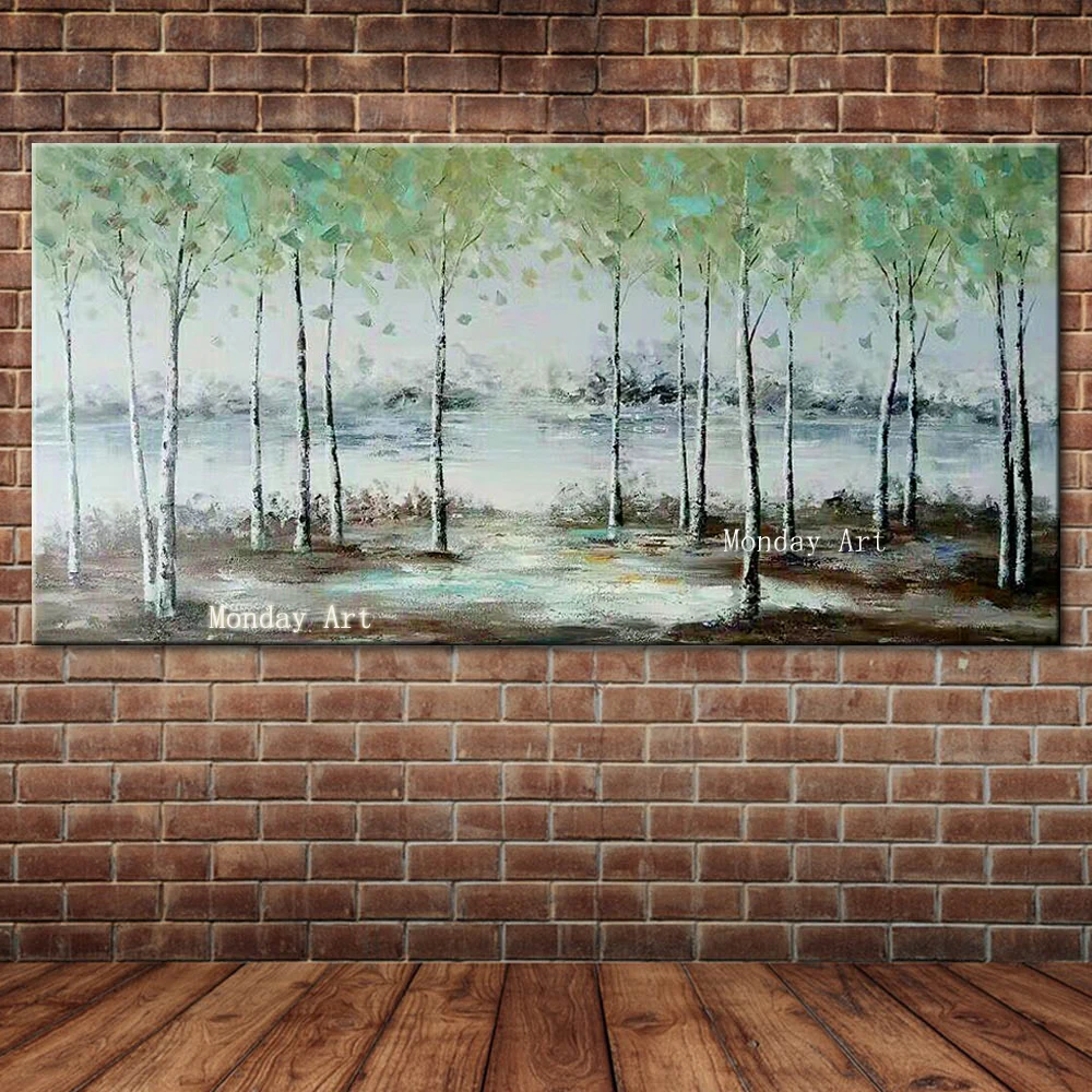Картина "Большие деревья с ножом", ручная роспись абстрактного пейзажа масляными красками на холсте, ручная работа, декор для дома, настенное искусство.