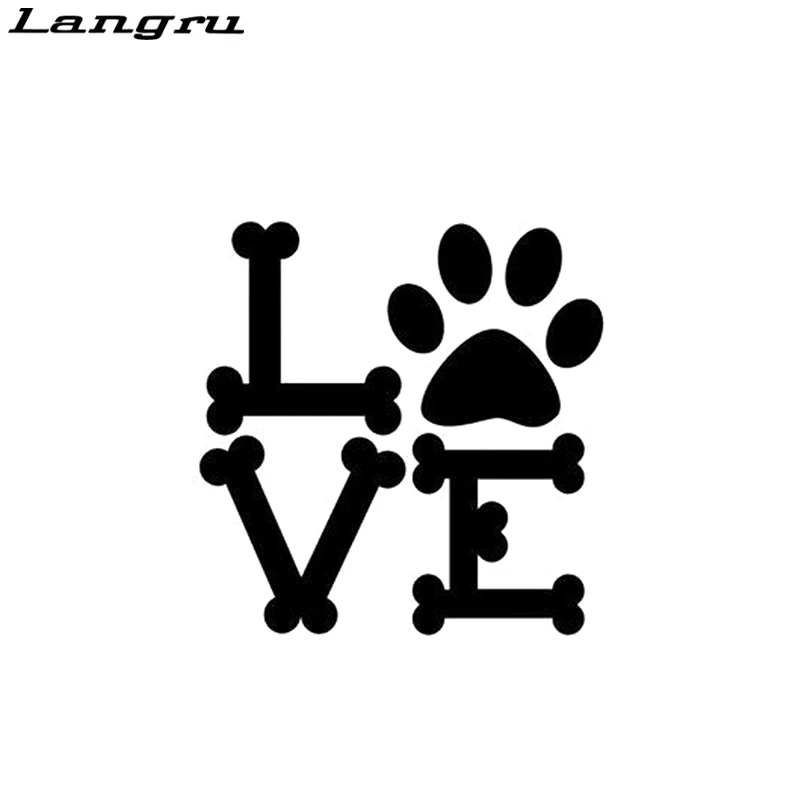 

Langru Dog Bones Love Paw Print Car Sticker Motorcycle Vinyl Decal Car Styling Decorative Jdm