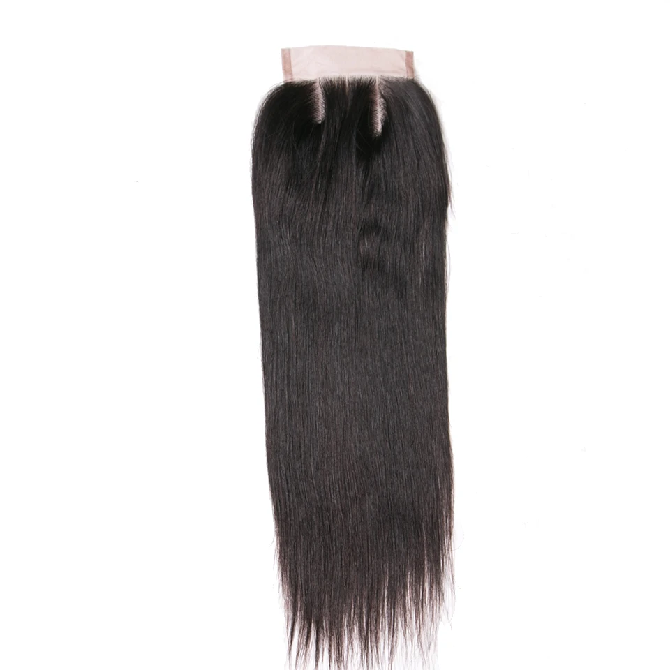 

Queenlike Human Hair Products Three Part Closure 130% Density Swiss Lace Remy Hair Natural Color Straight Lace Closure