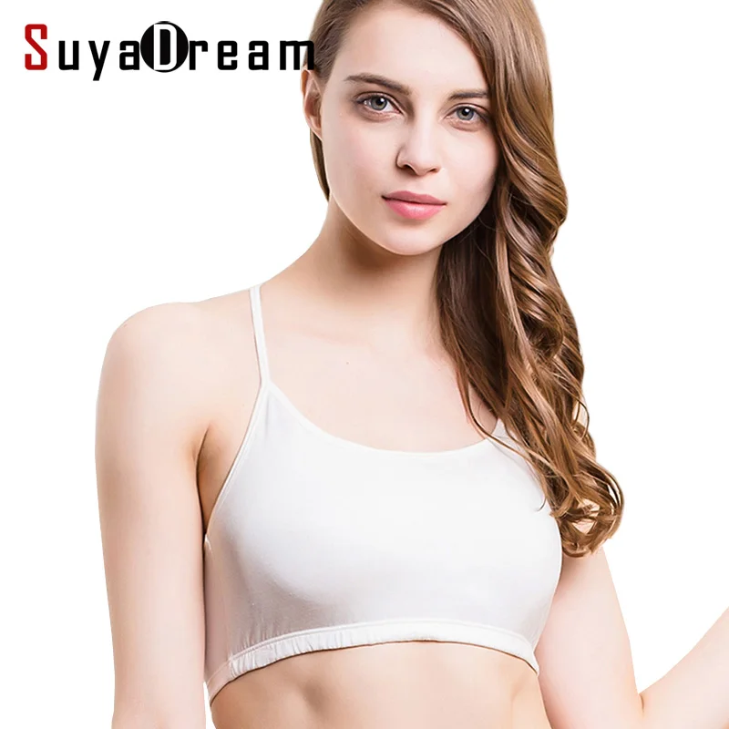 SuyaDream женский топ без пятки 100% натуральный шелк бюстгальтер с перекрестной