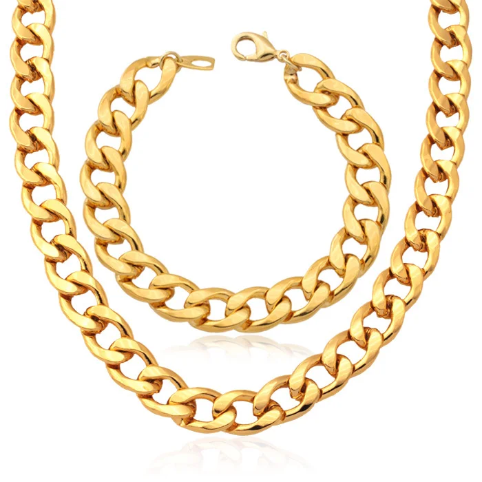 

Kpop New vintage Gold Color Chunky Necklace Bracelet Chains Men's High Quality Snake Necklace 55CM Wholesale S754