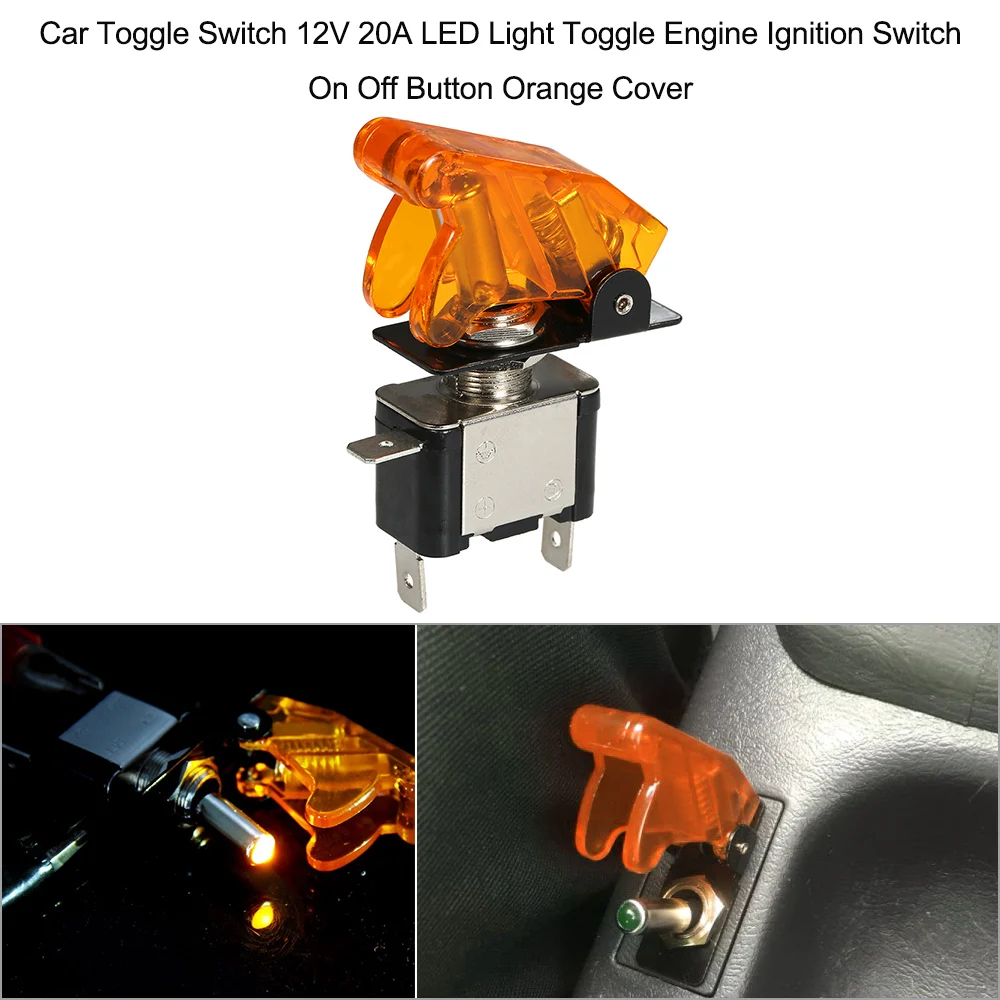 Car Toggle Switch 12V 20A LED Light Engine Ignition On Off Button Orange Cover | Автомобили и мотоциклы