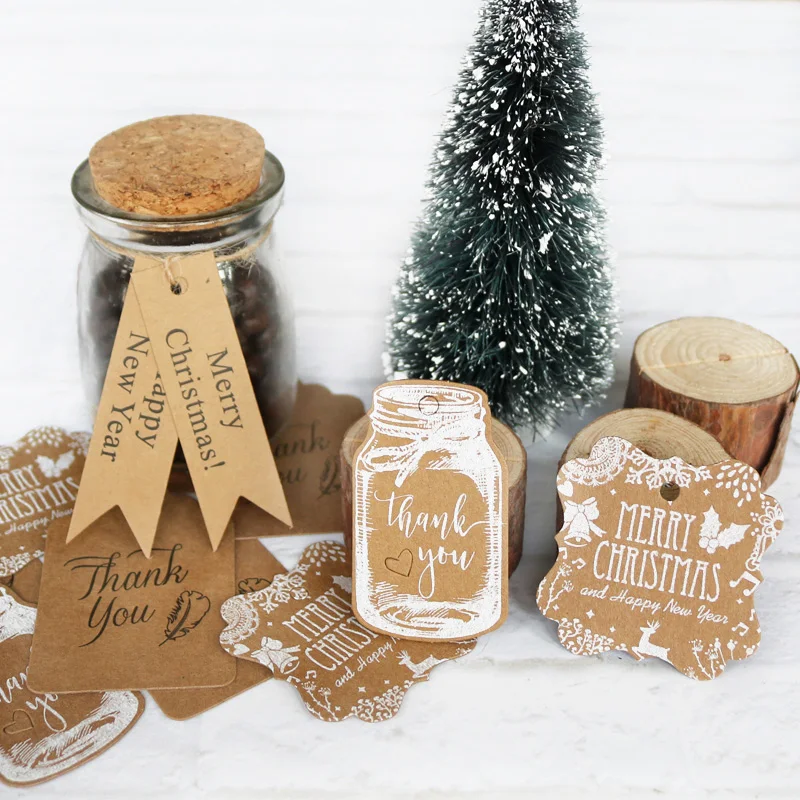 

Бирки бумажные в форме бутылки с надписью «Merry Christmas», крафт-бумага, ярлыки для подарков г., 50 шт.