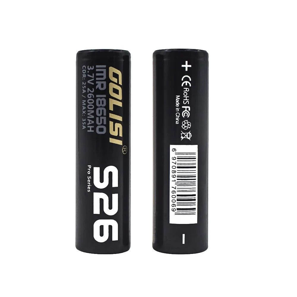 4 шт. GOLISI S26 IMR 18650 2600 мАч 3 7 В CDR 25A MAX 35A Высокая сливная E-CIG аккумуляторная батарея
