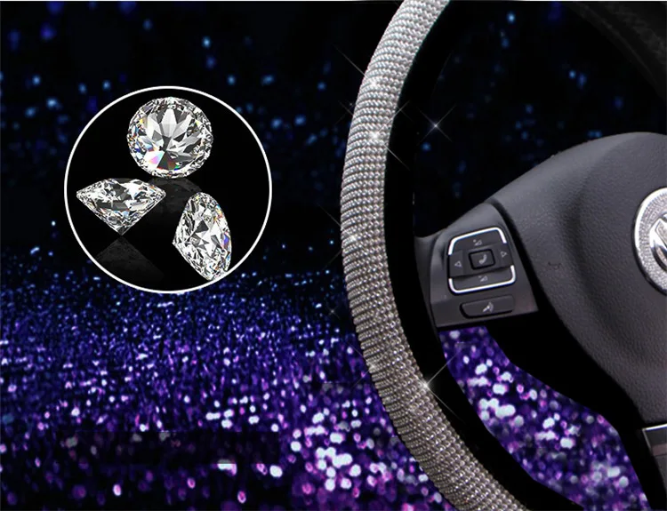 Плюшевый чехол на руль пушистый теплый с кристаллами Bling Стразы для девочек леди Универсальный подходит 38 см
