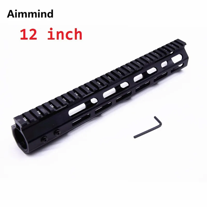12 дюймов MLOK handguard Free Float Super Slim ar 15 Handguard Quad Rail W/ Nut для M4 M16|Аксессуары охотничьих