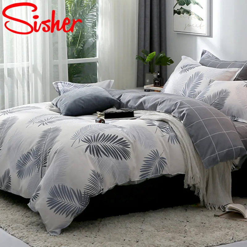 Постельное белье в скандинавском стиле с белыми листьями набор пододеяльников