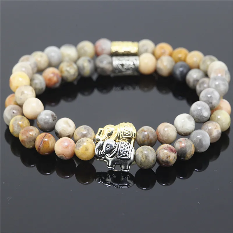 Модный браслет со слонами в стиле бохо из 2 предметов позолоченный с подвеской