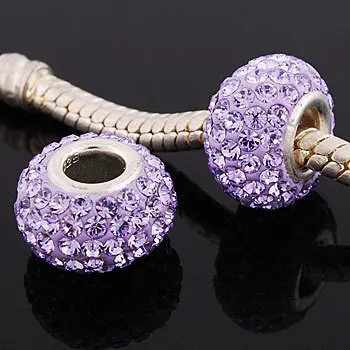 One Piece 15*9mm Round Silver Plated Buckle Rhinestone Charms Beads Fit for Fashion Pandora Bracelet Necklace Jewelry Findings | Украшения