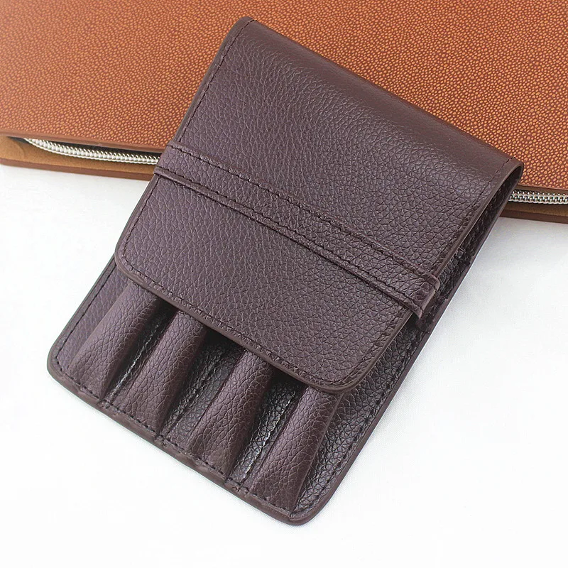 

set Luxury pen bag classic leather design hold for fountain / ballpoint pen High quality pen case pouch/pencil case
