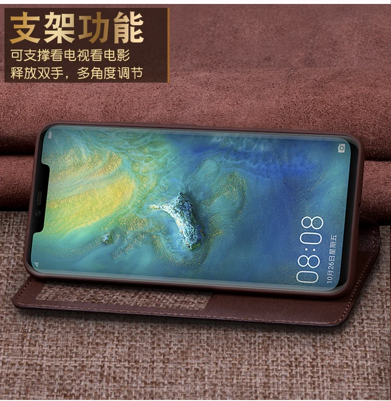 Чехол с окошком для huawei mate 20, чехол из натуральной кожи для смартфона huawei mate 20Pro, защита экрана из закаленного стекла