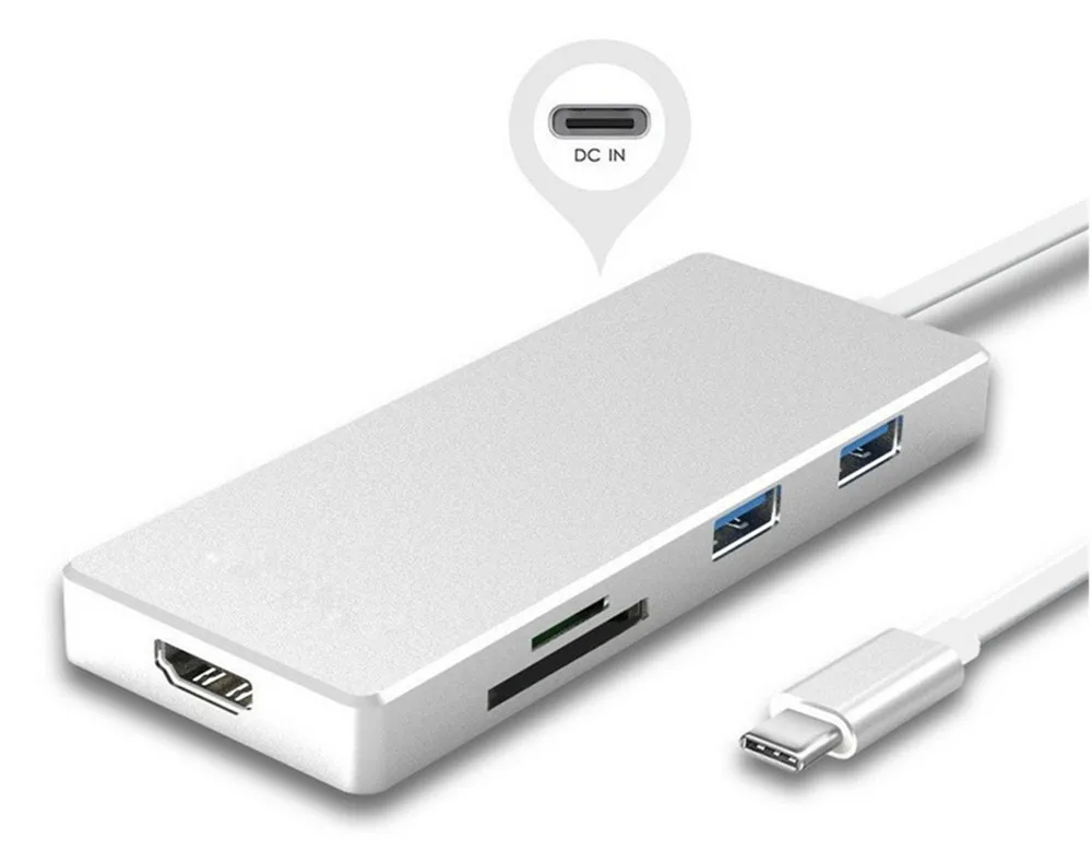 USB C цифровой AV многопортовый адаптер usb3.1 type c к hdmi 4k * 2k pd 100w usb3.0 3 cardread tf sd charge card reader|