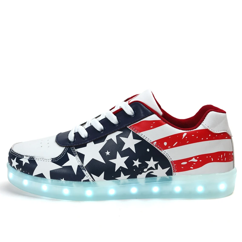 2017 Luminous Flag Light Up LED Shoes Fashion Men Superstar Glowing Chaussure Led Unisex Lovers Casual Flash Lumineuse For Adult | Обувь