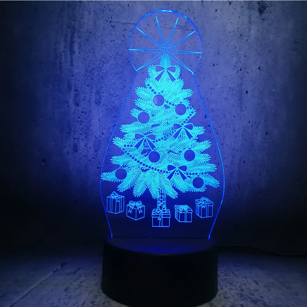 Светящаяся звезда на рождественской елке Топ 3D Светодиодная лампа USB Декор