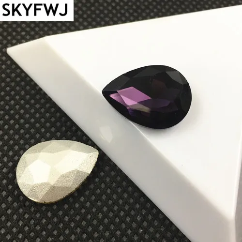 amethyst Все Цвета Стекло Кристалл указал назад Teardrop Стразы 4x6,7x10,10x14,13x18,18x25,20x30 мм платье капля камень - Цвет: amethyst
