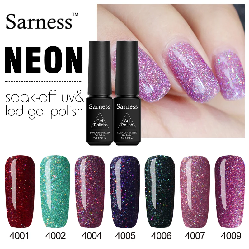 Sarness Neon DIY Гель-лак для Ногтей Сияющий Цвет замочить УФ-гель ногтей светодиодные