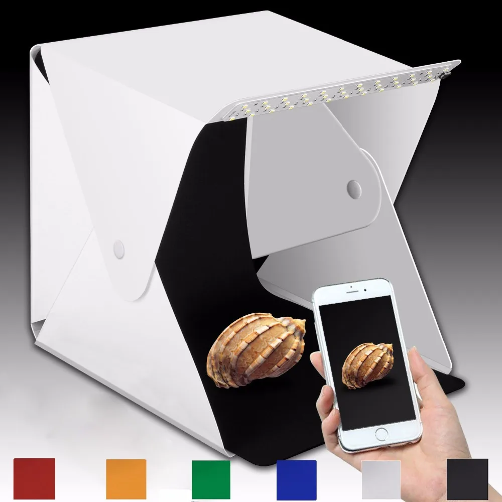6 цветов мини складной студийный диффузный софтбокс лайтбокс с светодиодный