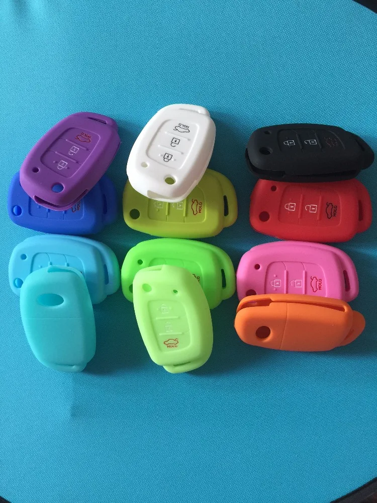 Pusakieyy 3 Button Silicone Car Remote Flip Key Fob Shell Cover Case For Hyundai Creta I10 I20 Tucson Elantra Santa Fe 2016 2017 |