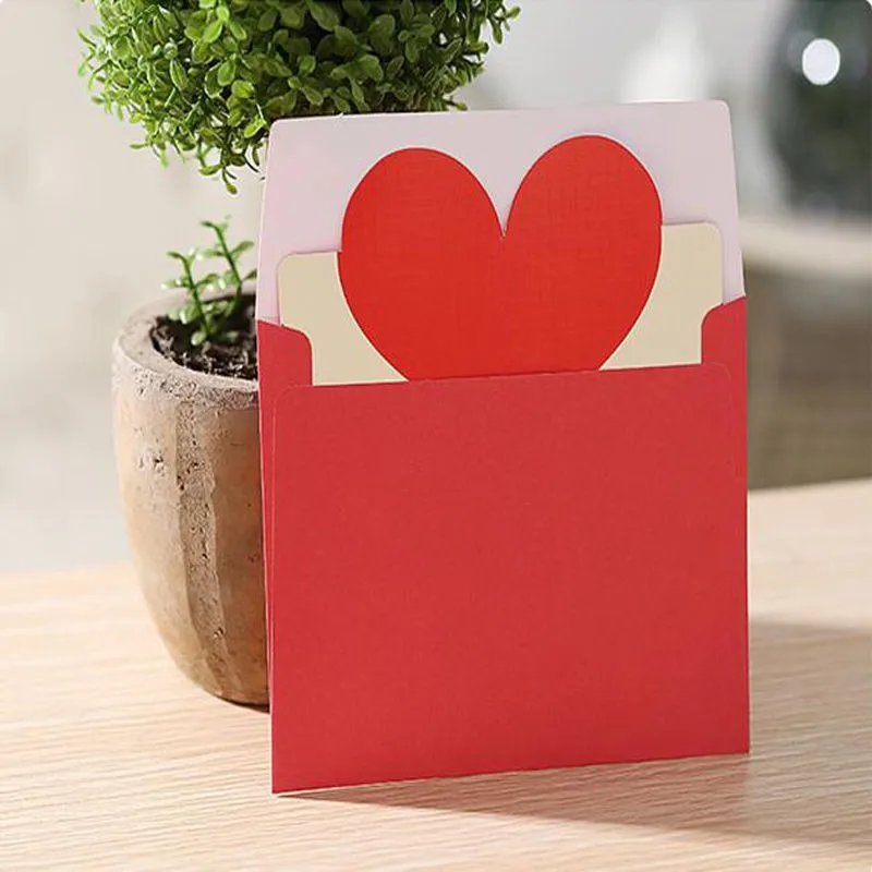 5 шт. в форме сердца поздравительные открытки милые на Рождество день рождения