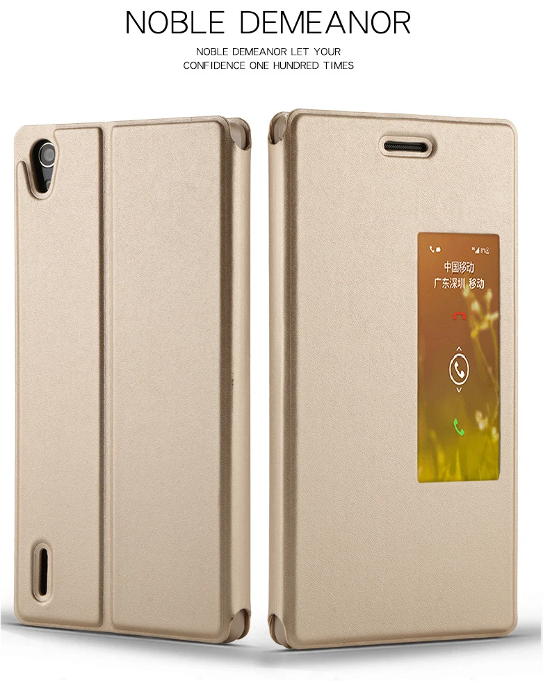 Флип кейс из искусственной кожи с окошком для просмотра Huawei P7 P8 P9 Plus Honor 6 чехлы