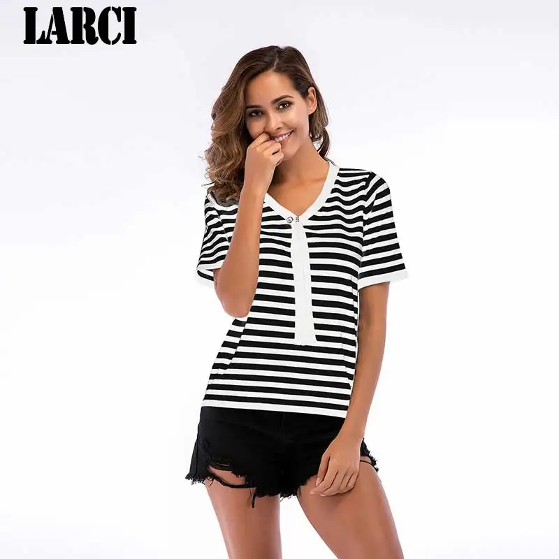 LARCI 2018 хлопковая Футболка Полосатый Классический нижние футболки для Для женщин