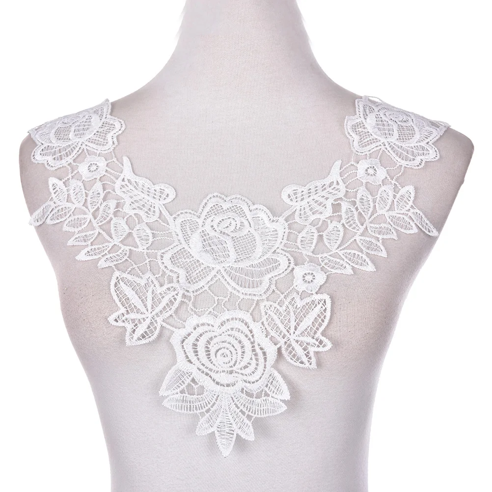 1 шт. 100% полиэстер белый цветочный кружевной воротник тканевый отделка DIY вышивка