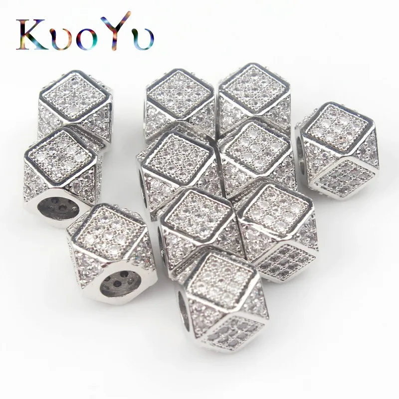 3 шт./лот многоугольные кристаллические очаровательные бусины из латуни и