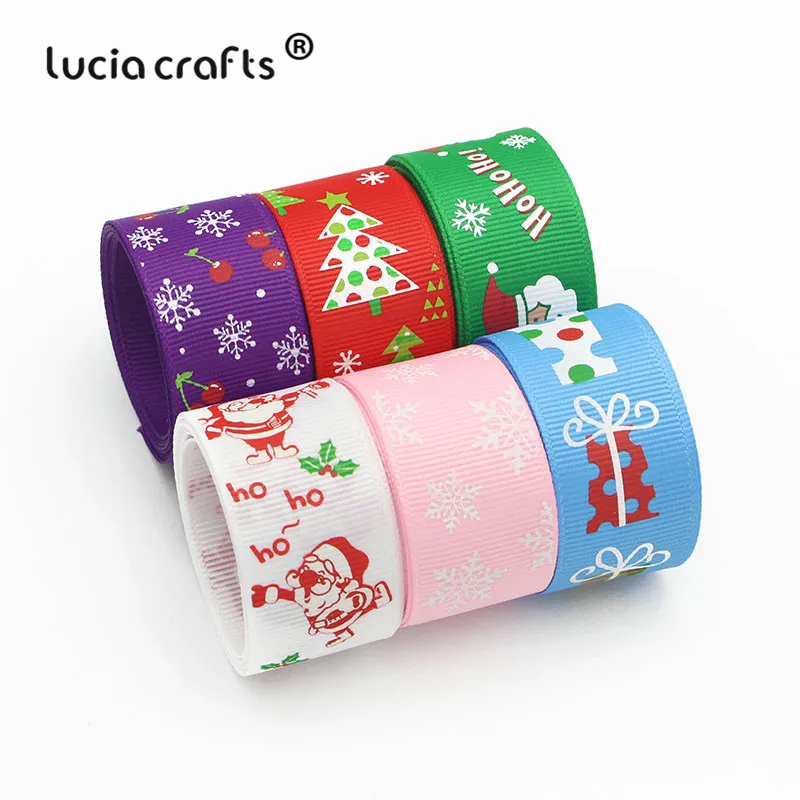 Lucia crafts мульти смешанные печатные корсажные атласные ленты DIY Швейные банты для волос подарочная упаковка Рождественский ленточный аксессуар S0101