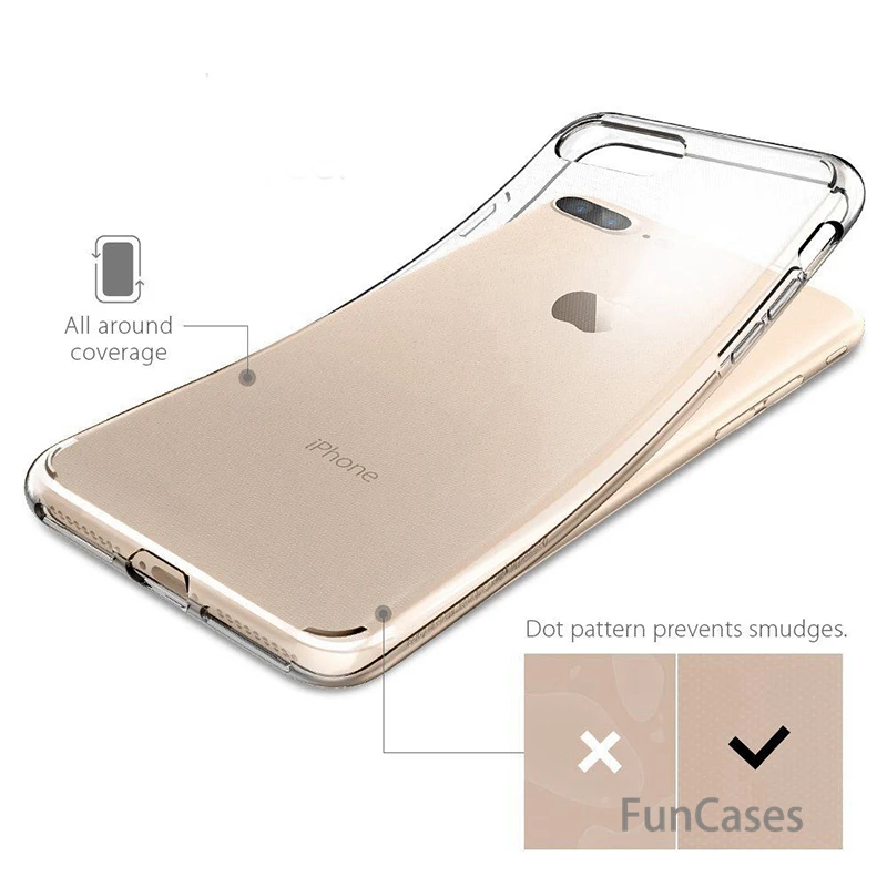 Ультратонкий Мягкий Прозрачный чехол из ТПУ для iPhone 5 5S SE 6 6S Plus 7 8 8Plus X Прозрачная