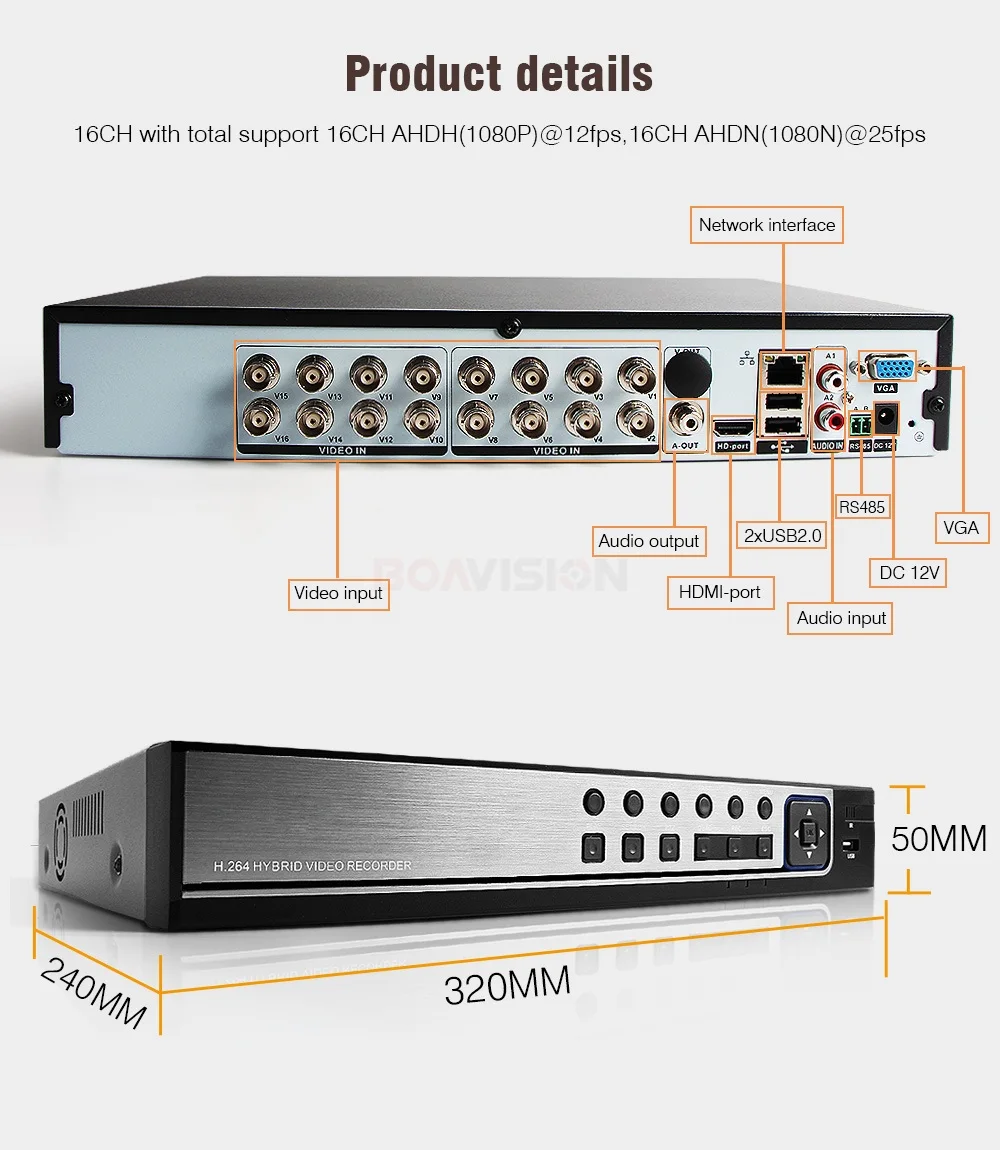 Гибридный 5 в 1 CCTV 16CH AHD DVR CVI TVI 1080 P/1080N цифровой видеорегистратор NVR сетевой монитор, 2* HDD, XMEYE P2P& CMS VIEW