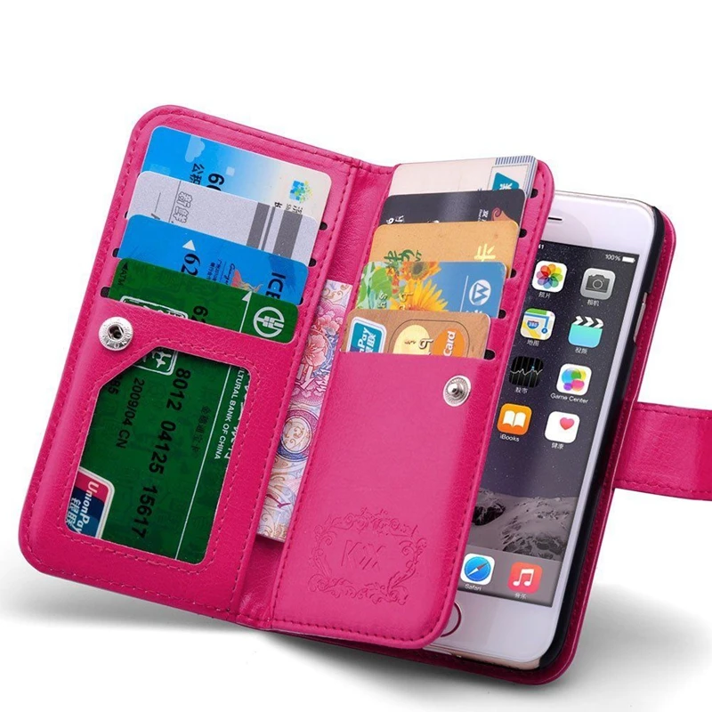 9 слотов для карт! Удобный кожаный кошелек мобильного телефона сумки Iphone 6 S 4 7