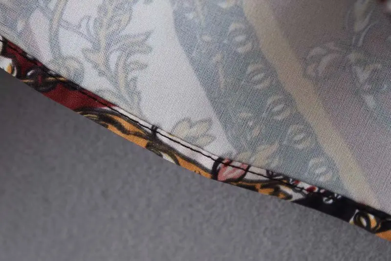 Женские винтажные Длинные рукава с геометрическим узором цветочным принтом