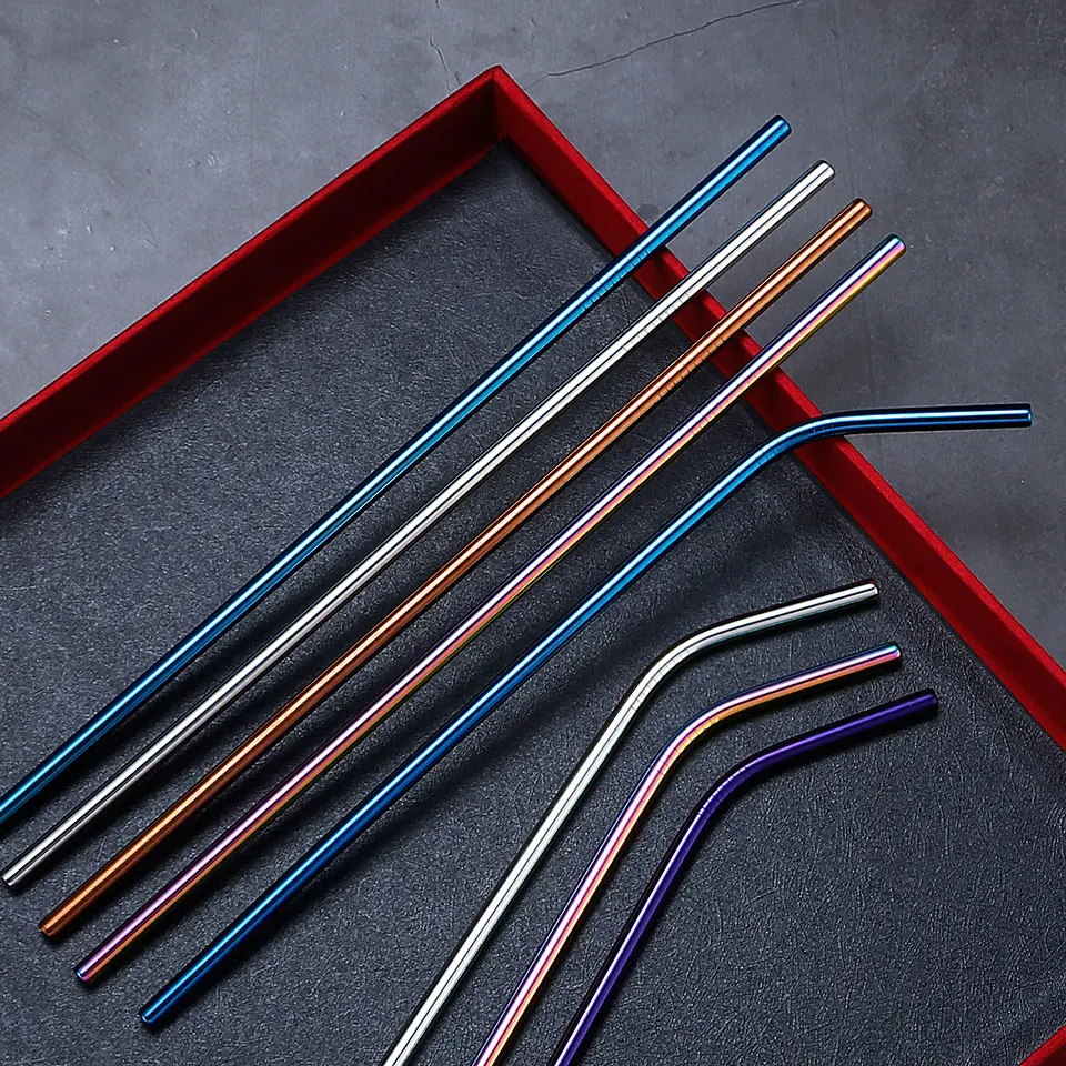 2/4 шт. многоразовые зеркальные экологически чистые трубочки из нержавеющей стали