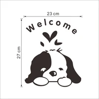 welcome kids room cute dog door funny wall sticker home decoration pet shop decals diy 348 vinyl wallpaper art waterproof poster