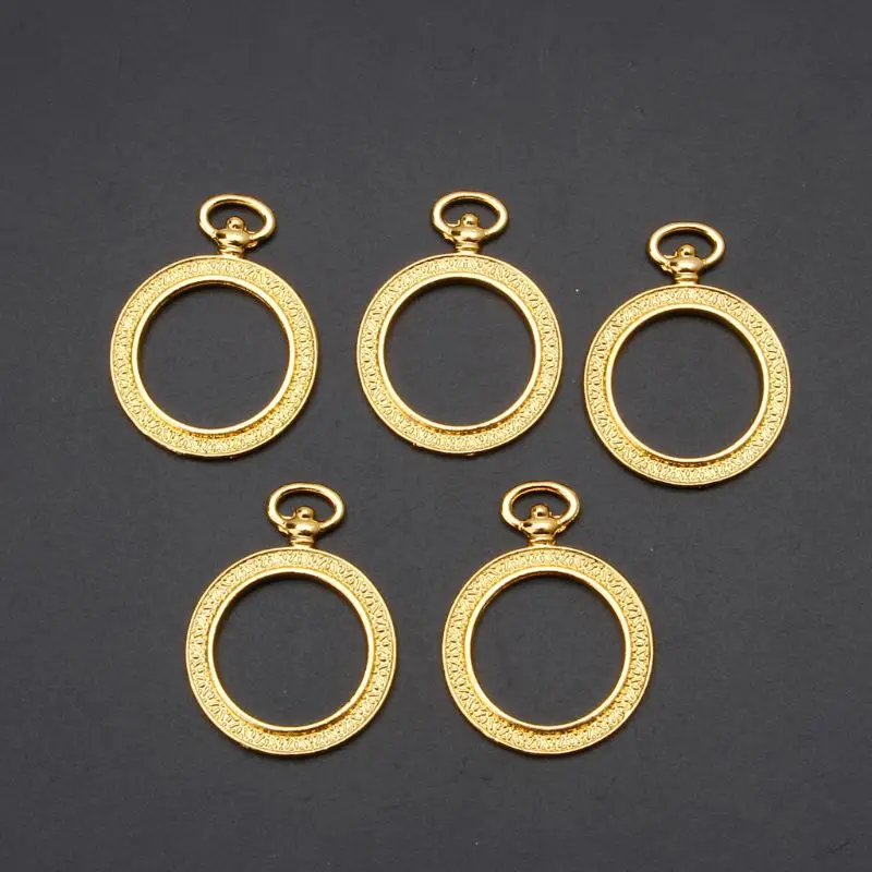 

5Pcs Metal Frame Pocket Watch Pendant Bezel Setting Resin Charm Jewelry Making