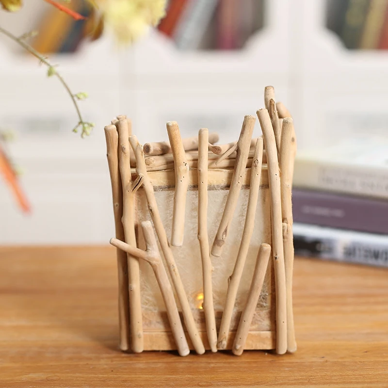 Ретро деревянный подсвечник пасторальный стиль натуральный фонарь ручной