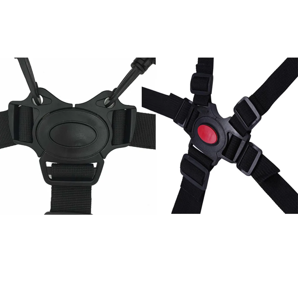 

5 Point Harness Nylon Safe Belt Seat Belts 360 Degree Rotating Hook Baby Seat Belts Baby Stroller High Chair Black Belt Strap