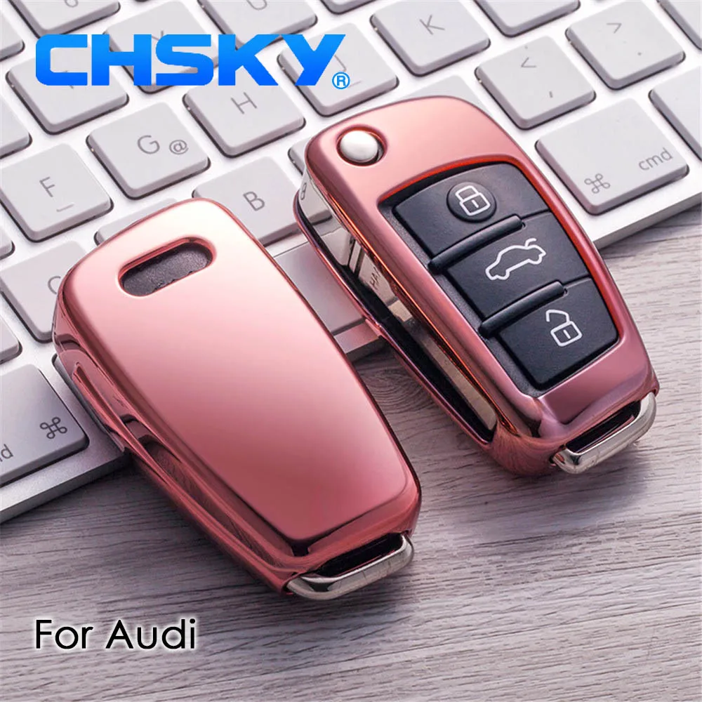 Чехол CHSKY для автомобильного ключа из ТПУ Audi A3 8P A4 A5 A6 A7 A8 Q7|Кольца ключей| |