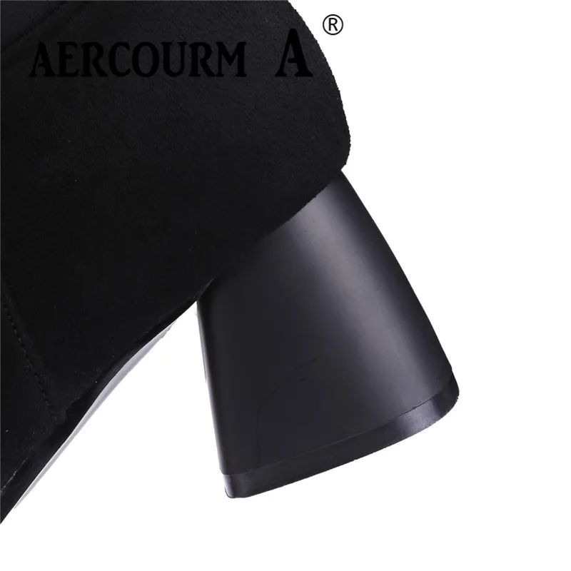 Aercourm A 2018 г. Для женщин из флока ботфорты зимние однотонные Цвет сапоги Плюшевые