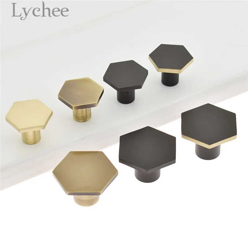Lychee винтажный медный шестигранник с выдвижным ящиком креативная ручка для шкафа