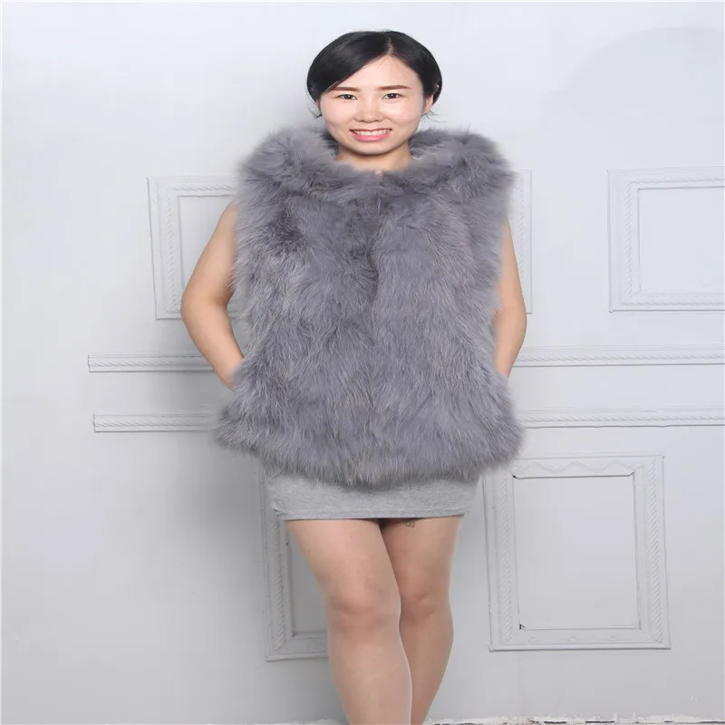 

Winter women's fur vest fox fur long hooded hooded suede coat